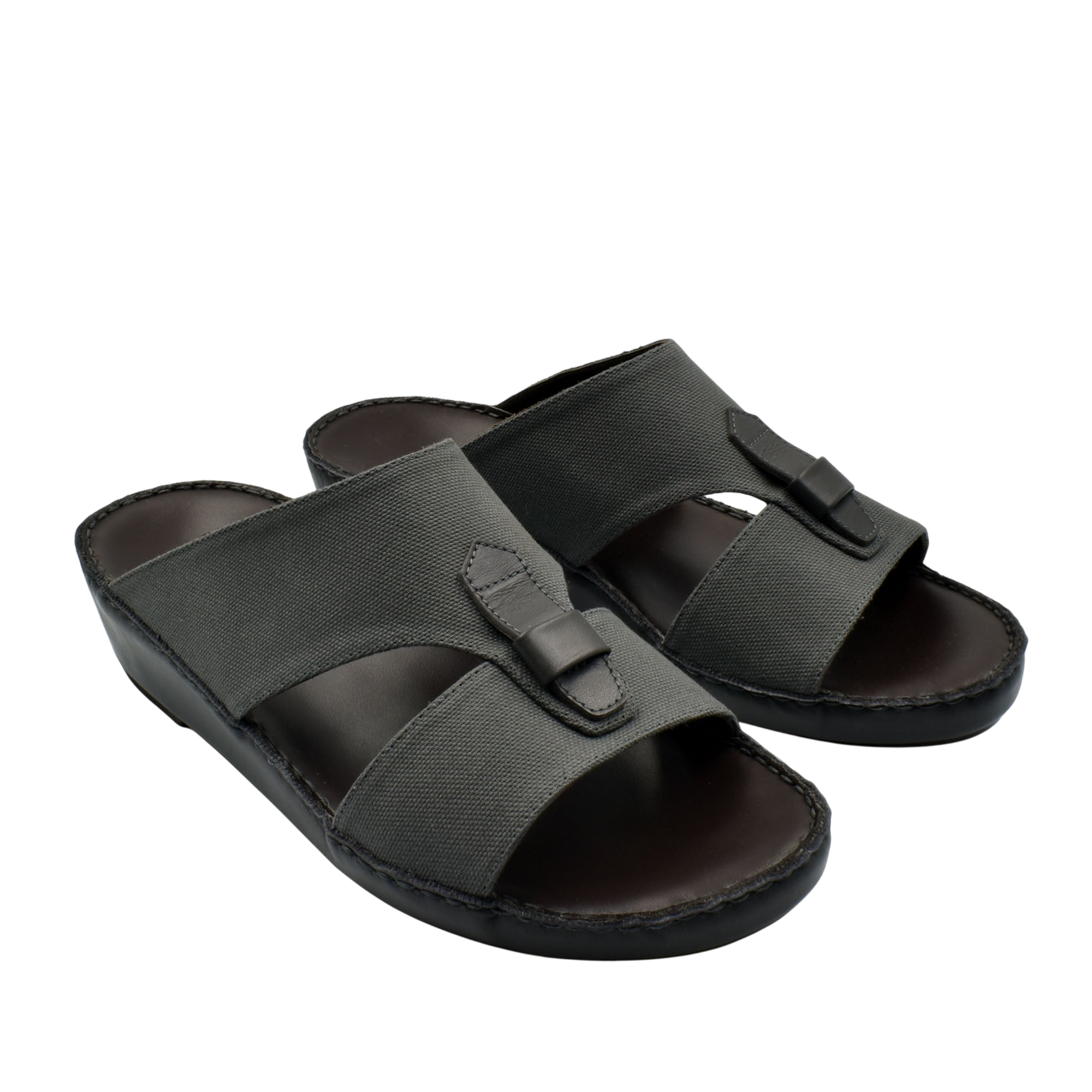 Black casual wedge sandals with wide fabric straps and open toe design for comfortable wear