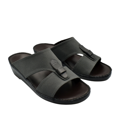 Black casual wedge sandals with wide fabric straps and open toe design for comfortable wear