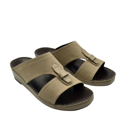 Beige casual wedge sandals with open toe and fabric straps for comfortable everyday wear