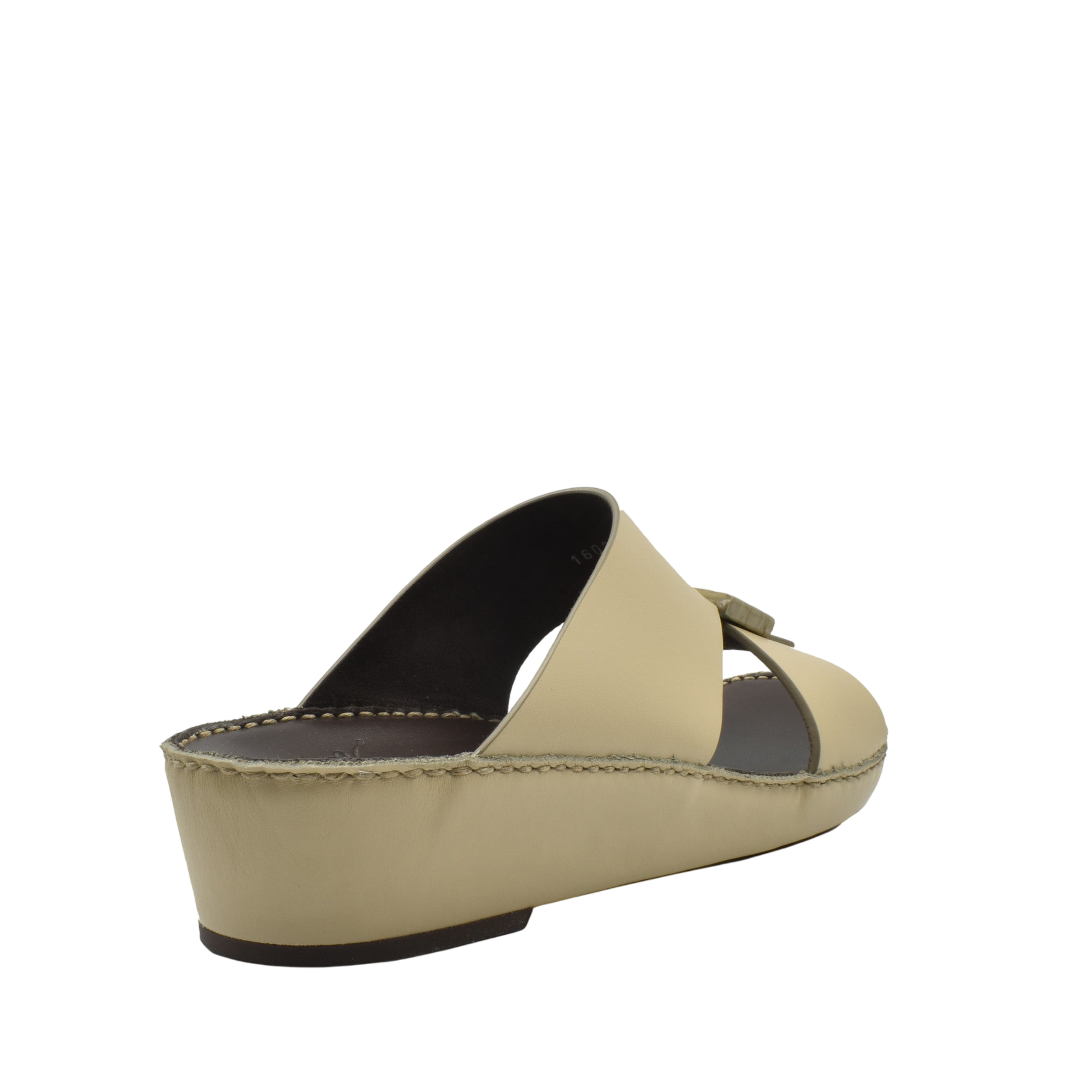 Beige Cerchio buckle sandals with low wedge heel and open toe from Private collection