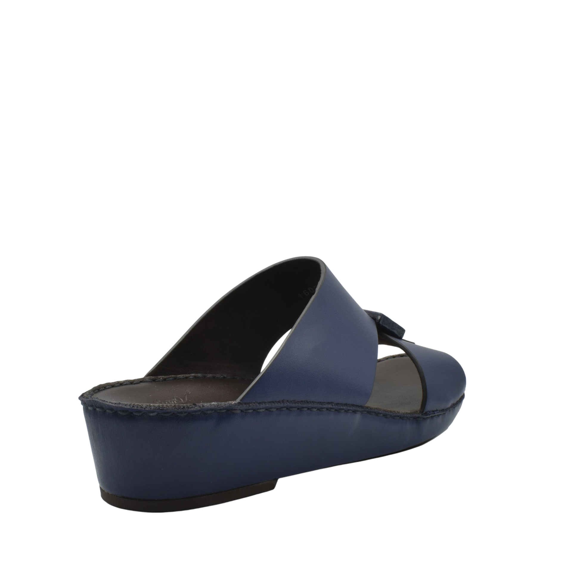 Navy blue Cerchio buckle sandals with wedge sole and open toe design from Private collection