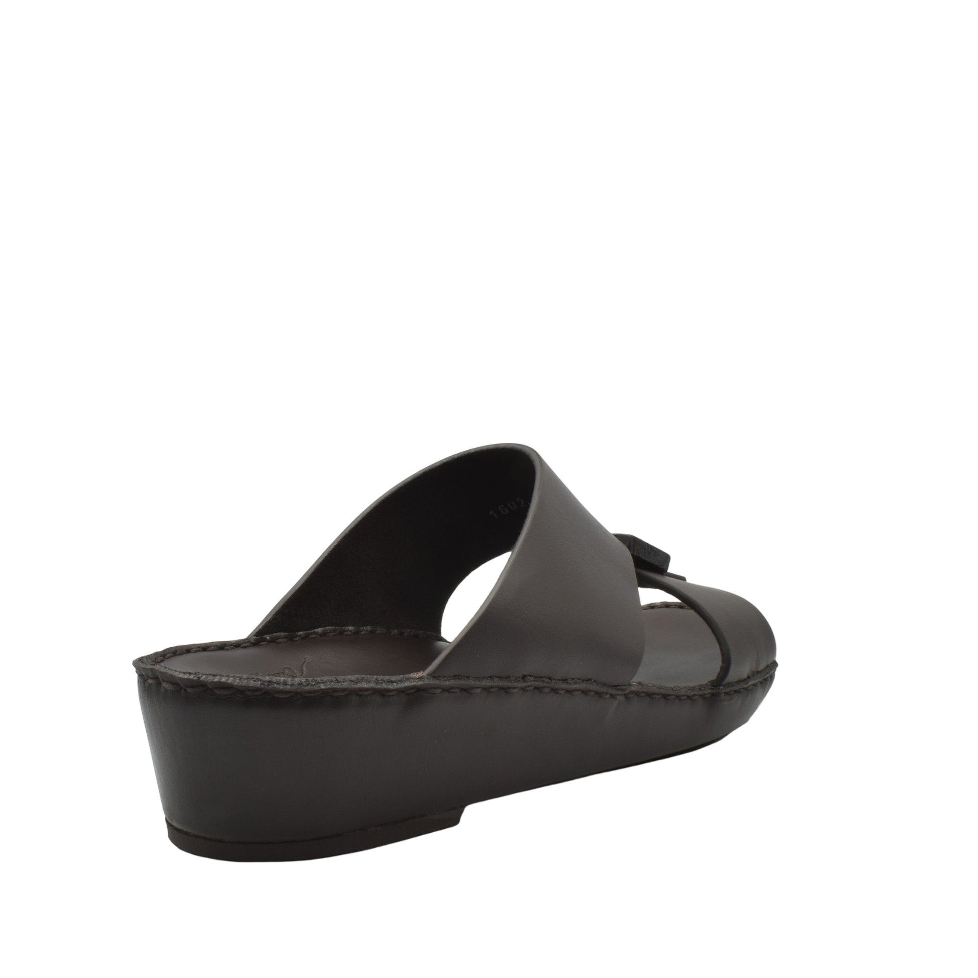 Black Cerchio buckle sandals with a low wedge heel and wide strap in leather