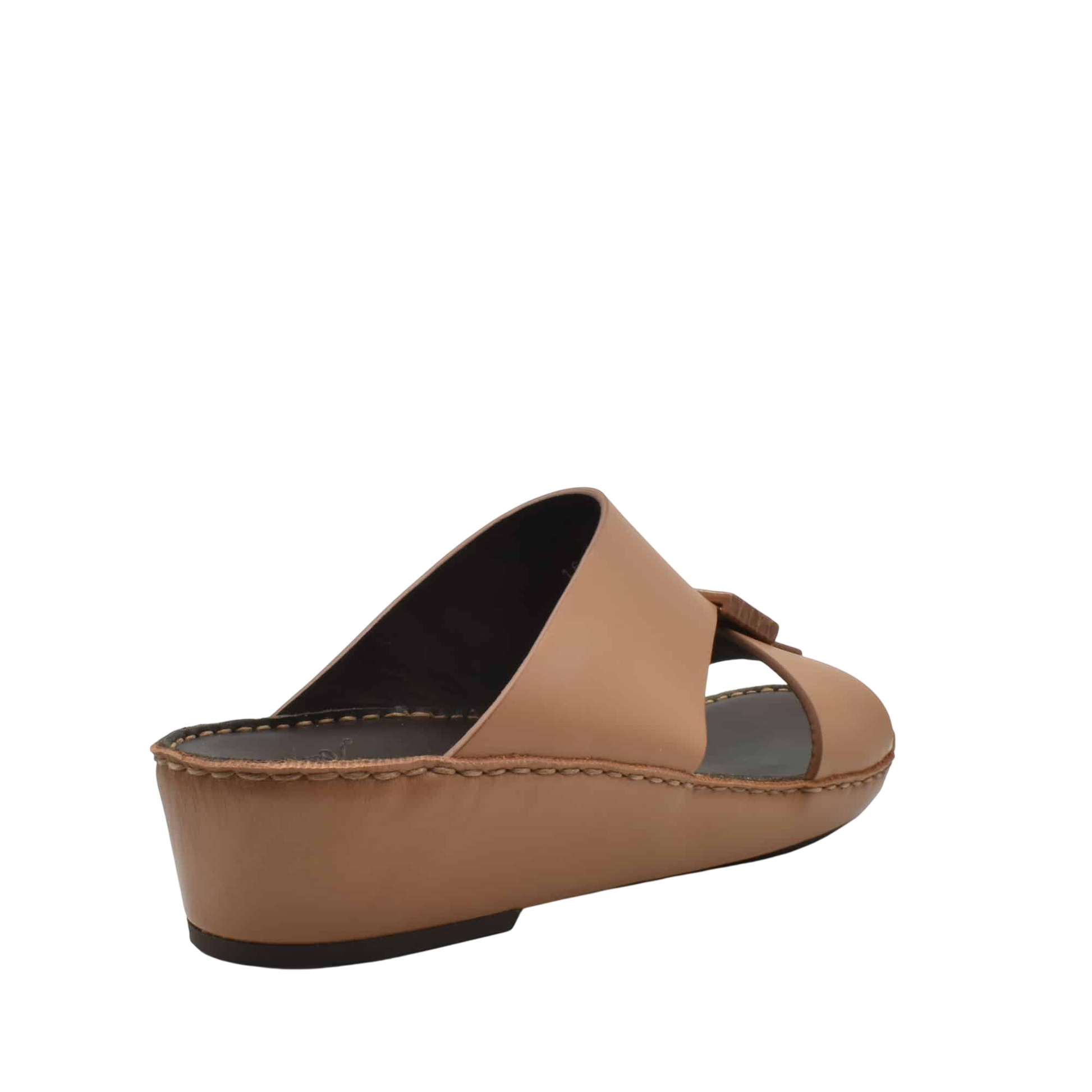 Tan Cerchio buckle sandals with wedge heel and open toe design for casual wear