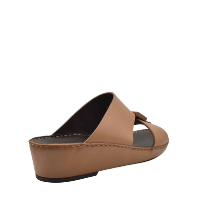 Tan Cerchio buckle sandals with wedge heel and open toe design for casual wear
