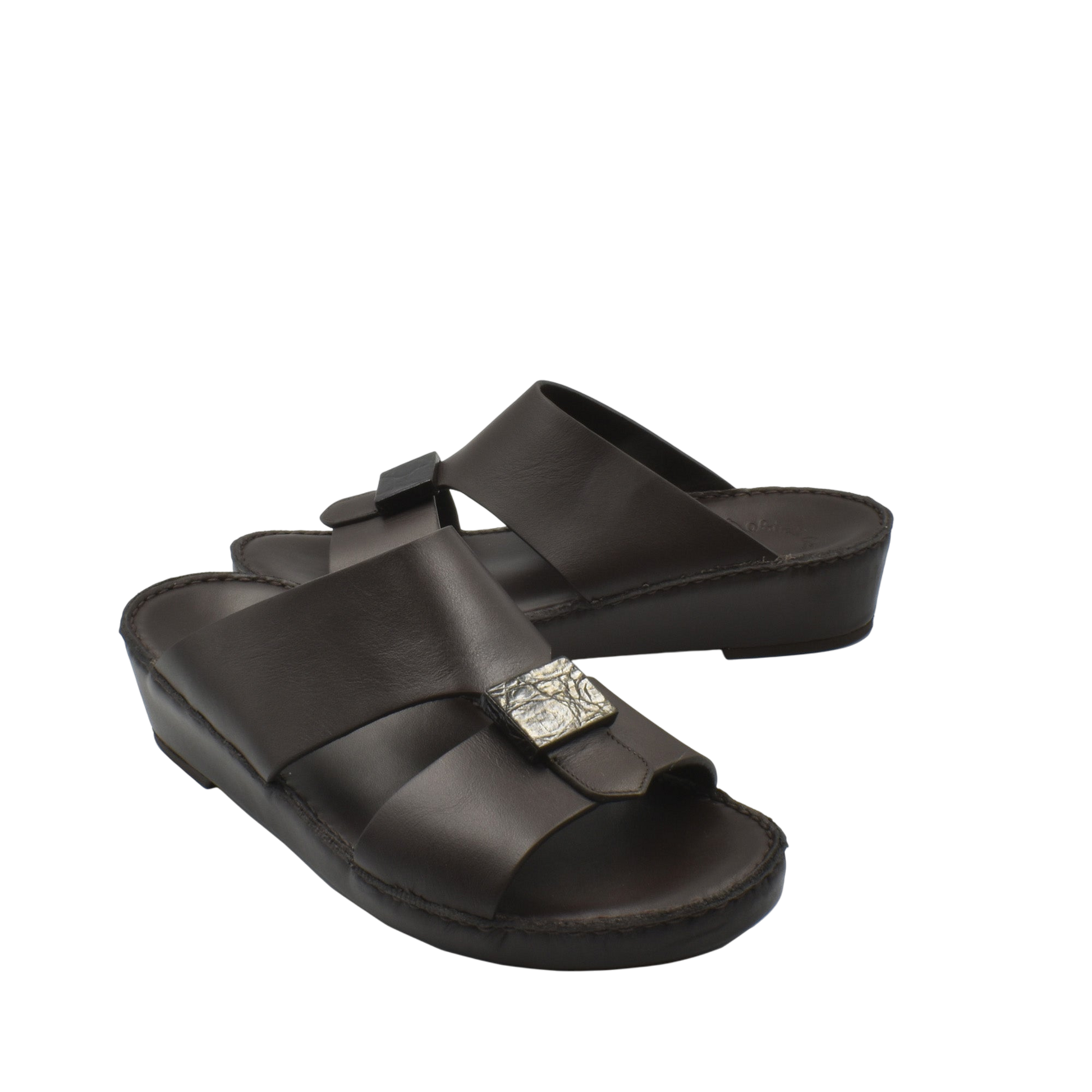 Black Cerchio buckle sandals with wide straps and a low wedge heel from Private collection