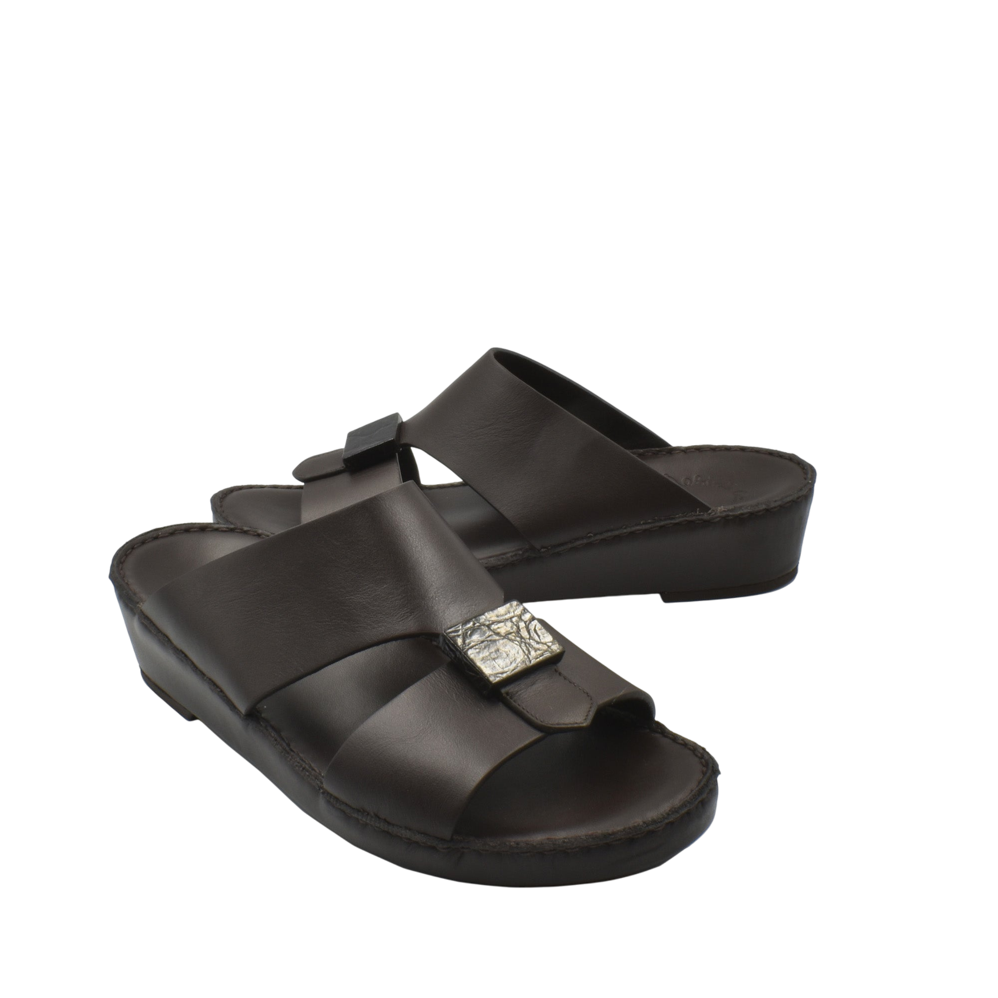 Black Cerchio buckle sandals with wide straps and a low wedge heel from Private collection