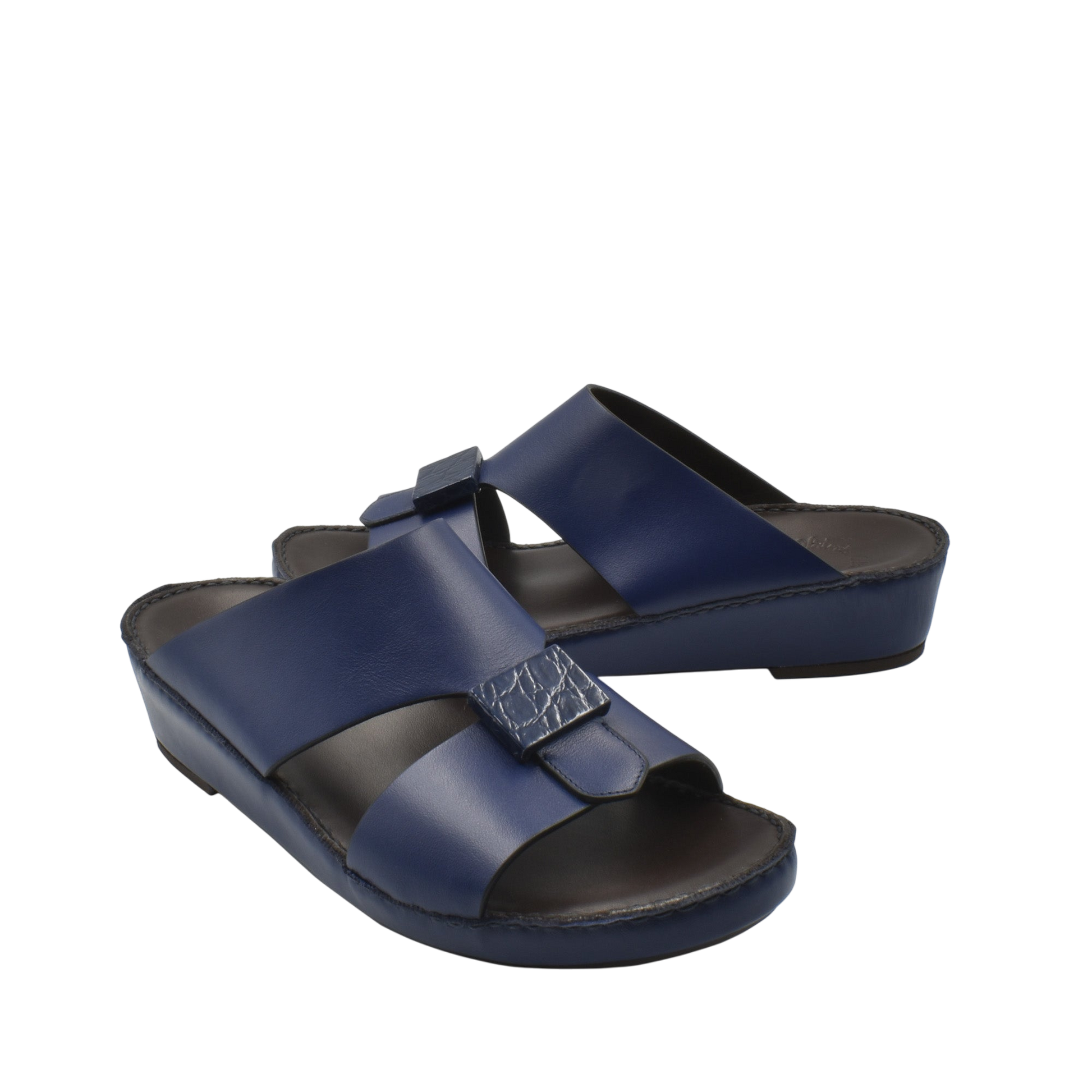 Navy blue Cerchio buckle sandals with wide straps and cushioned soles for comfort
