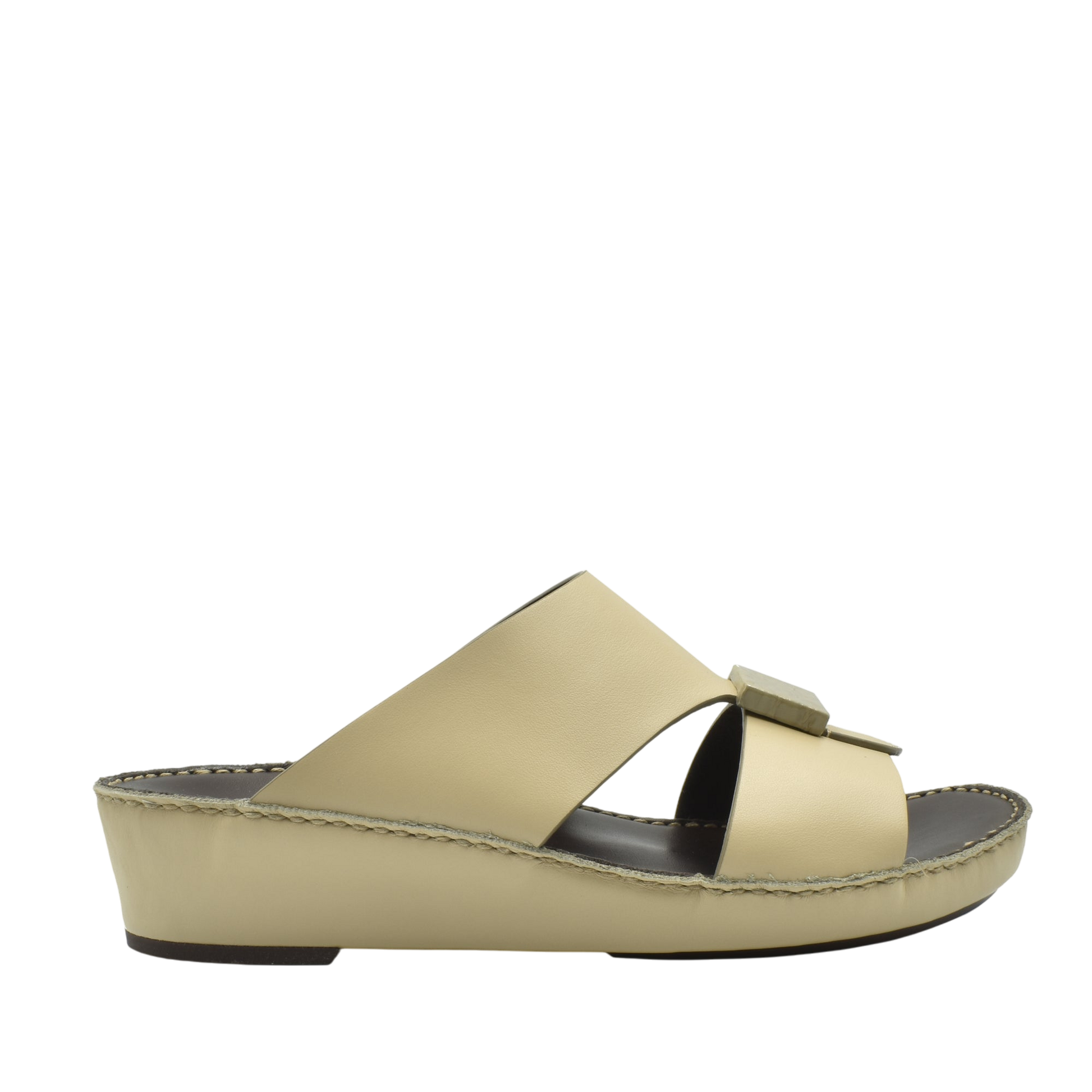 Beige Cerchio buckle sandals with wedge heel and open toe from Private collection