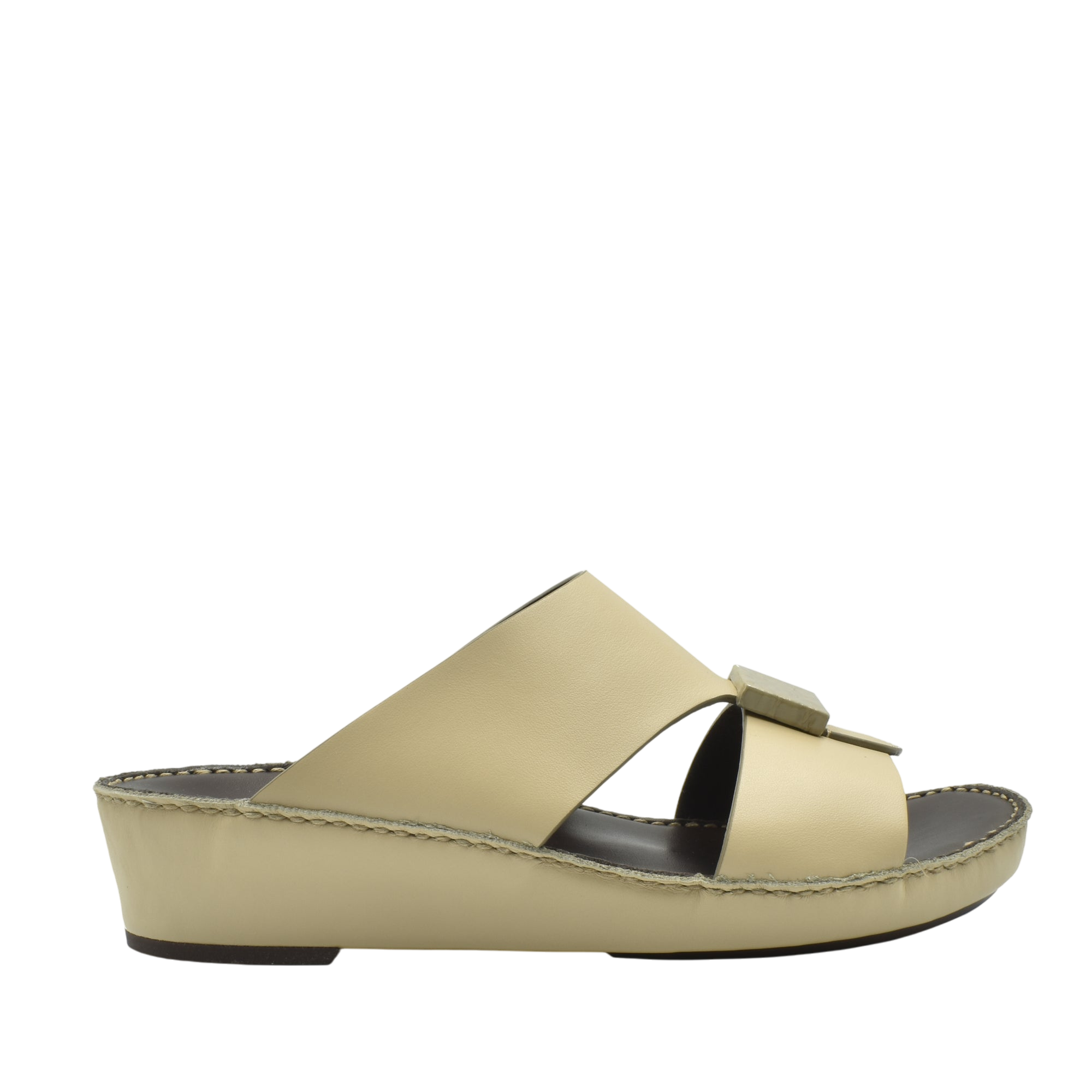 Beige Cerchio buckle sandals with wedge heel and open toe from Private collection