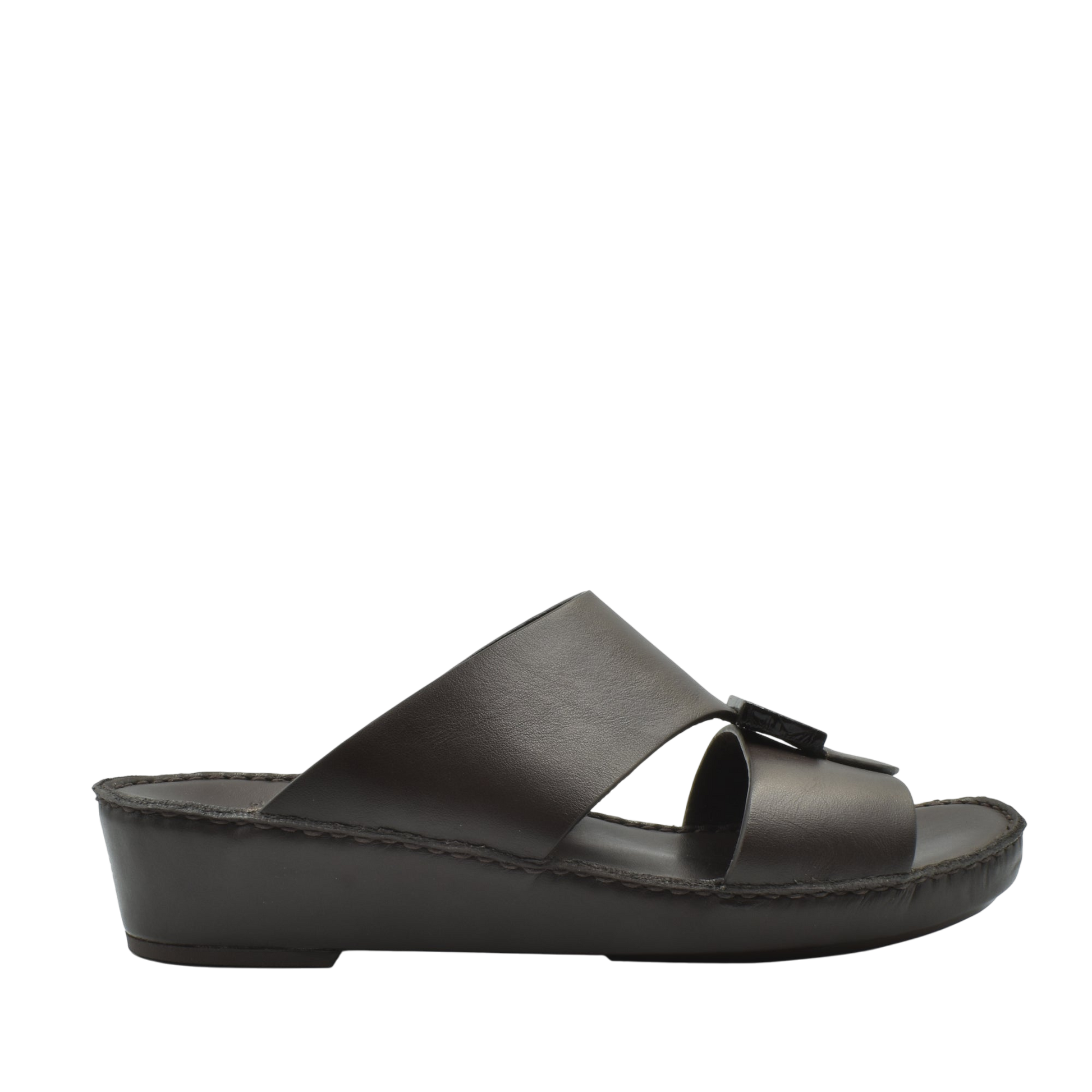 Black leather Cerchio buckle sandals with a wedge sole and open toe design for comfortable wear