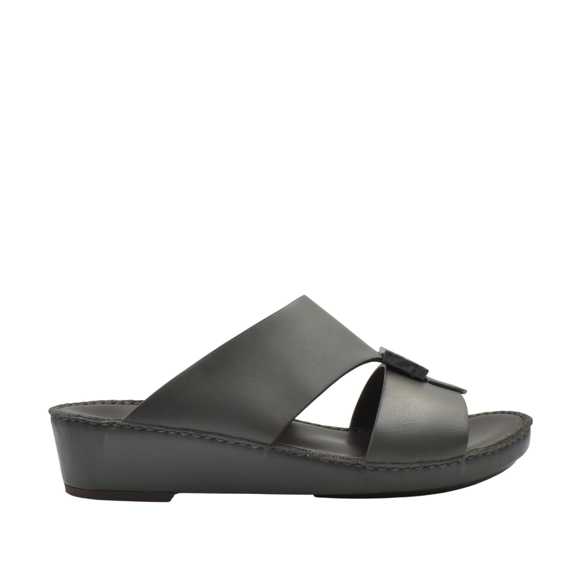 Black Cerchio buckle sandals with wedge sole and wide leather straps from Private collection