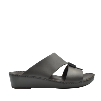 Black Cerchio buckle sandals with wedge sole and wide leather straps from Private collection
