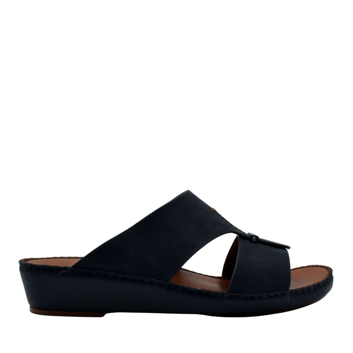 Black slip-on cerchio cucire comfort shoes with open toe and cushioned sole for all-day wear