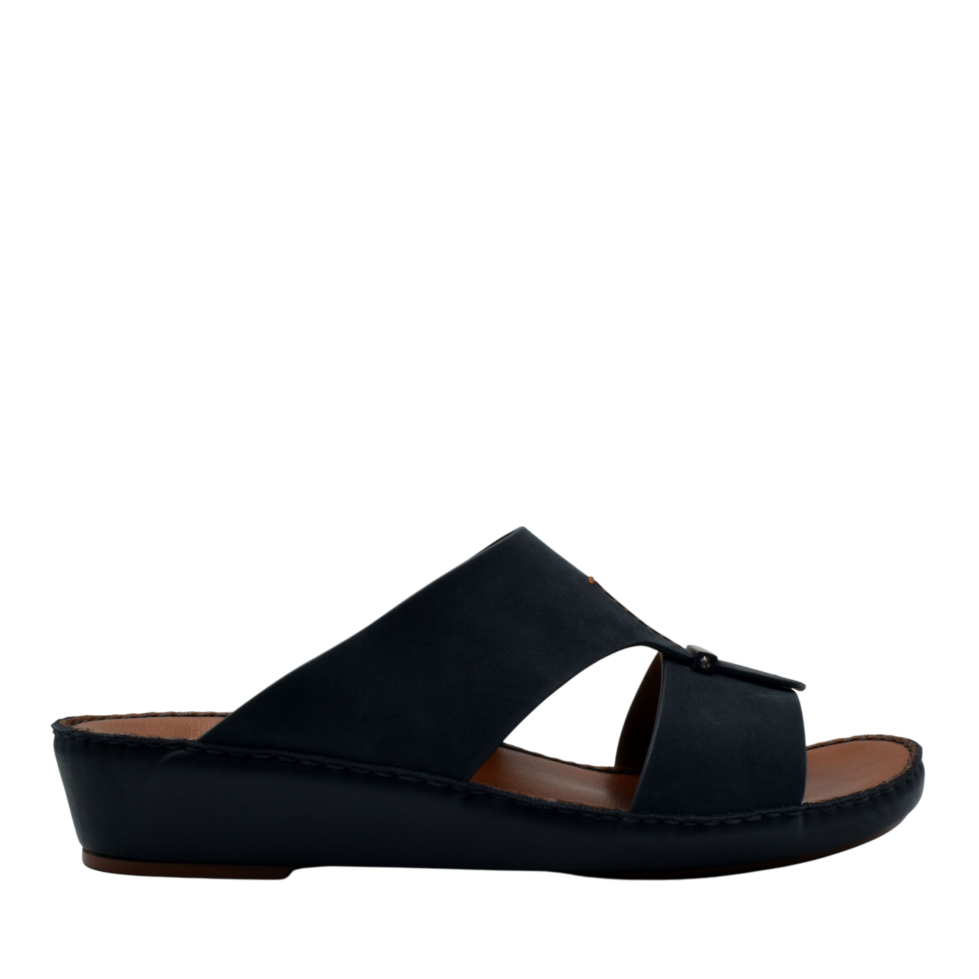 Black slip-on cerchio cucire comfort shoes with open toe and cushioned sole for all-day wear