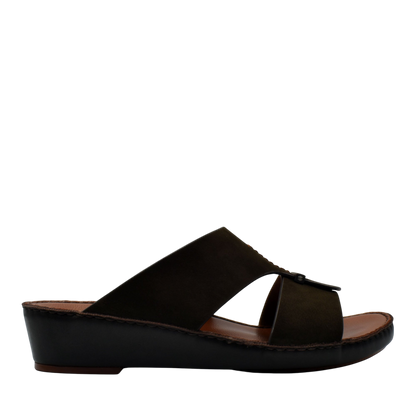 Black slip-on cerchio cucire comfort shoes with open toe and cushioned sole