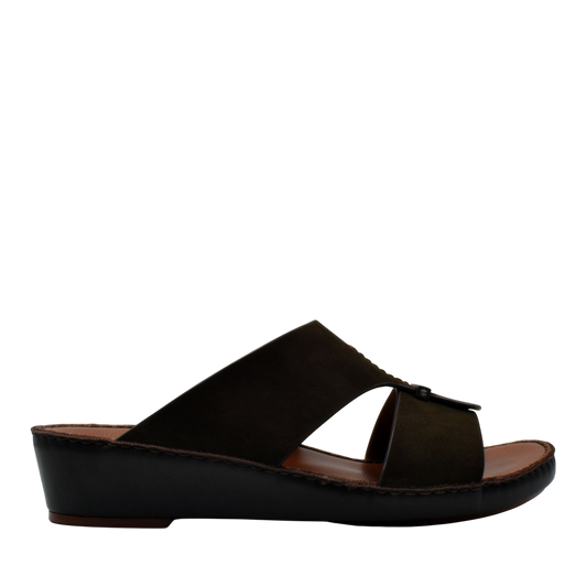 Black slip-on cerchio cucire comfort shoes with open toe and cushioned sole
