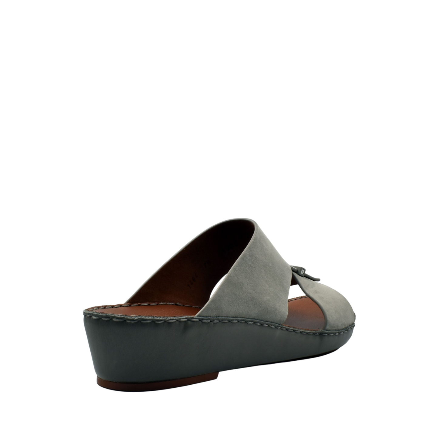 Gray slip-on wedge cerchio cucire comfort shoes with stitched sole and open back design