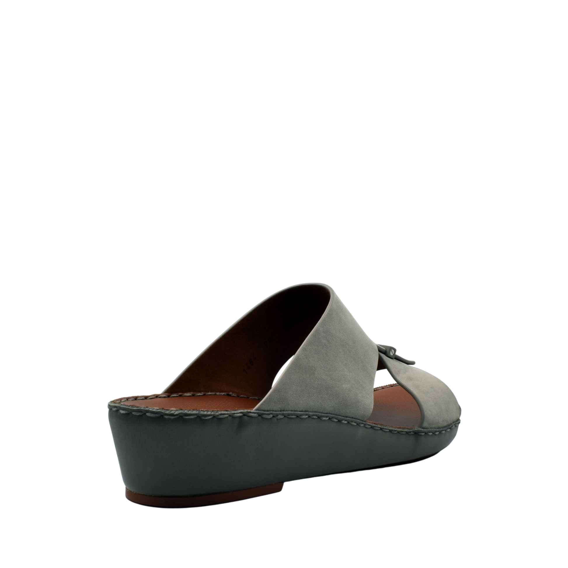 Gray slip-on wedge cerchio cucire comfort shoes with stitched sole and open back design