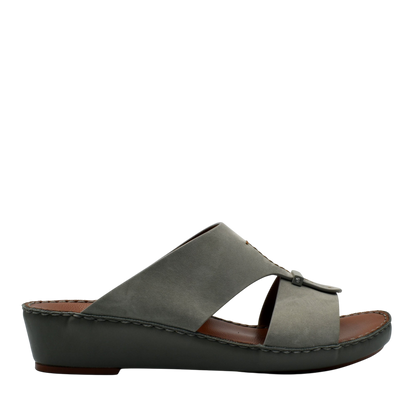 Gray cerchio cucire comfort shoes wedge sandals with open toe and leather upper