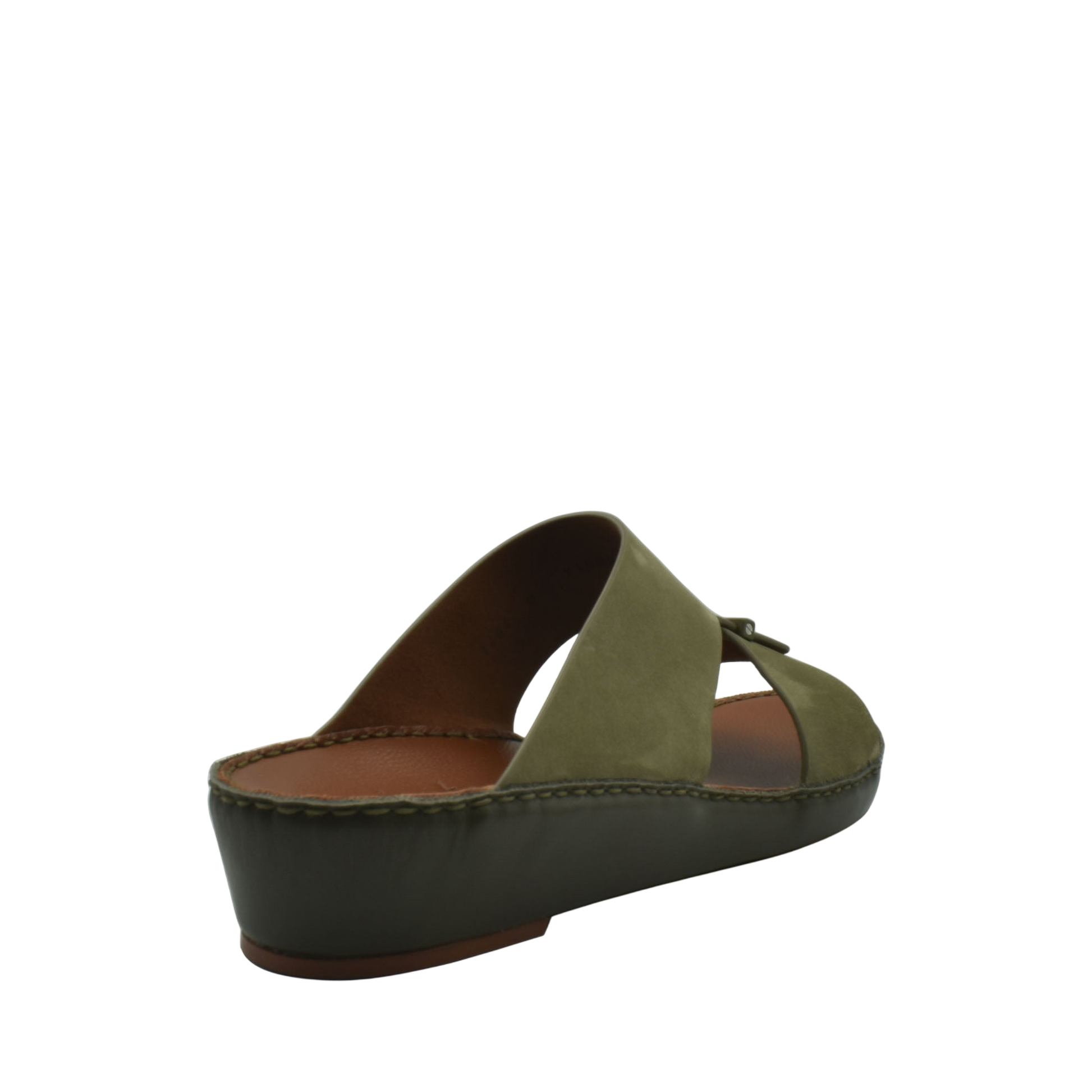 Olive green cerchio cucire comfort shoes slip-on sandal with a cushioned sole and open toe design