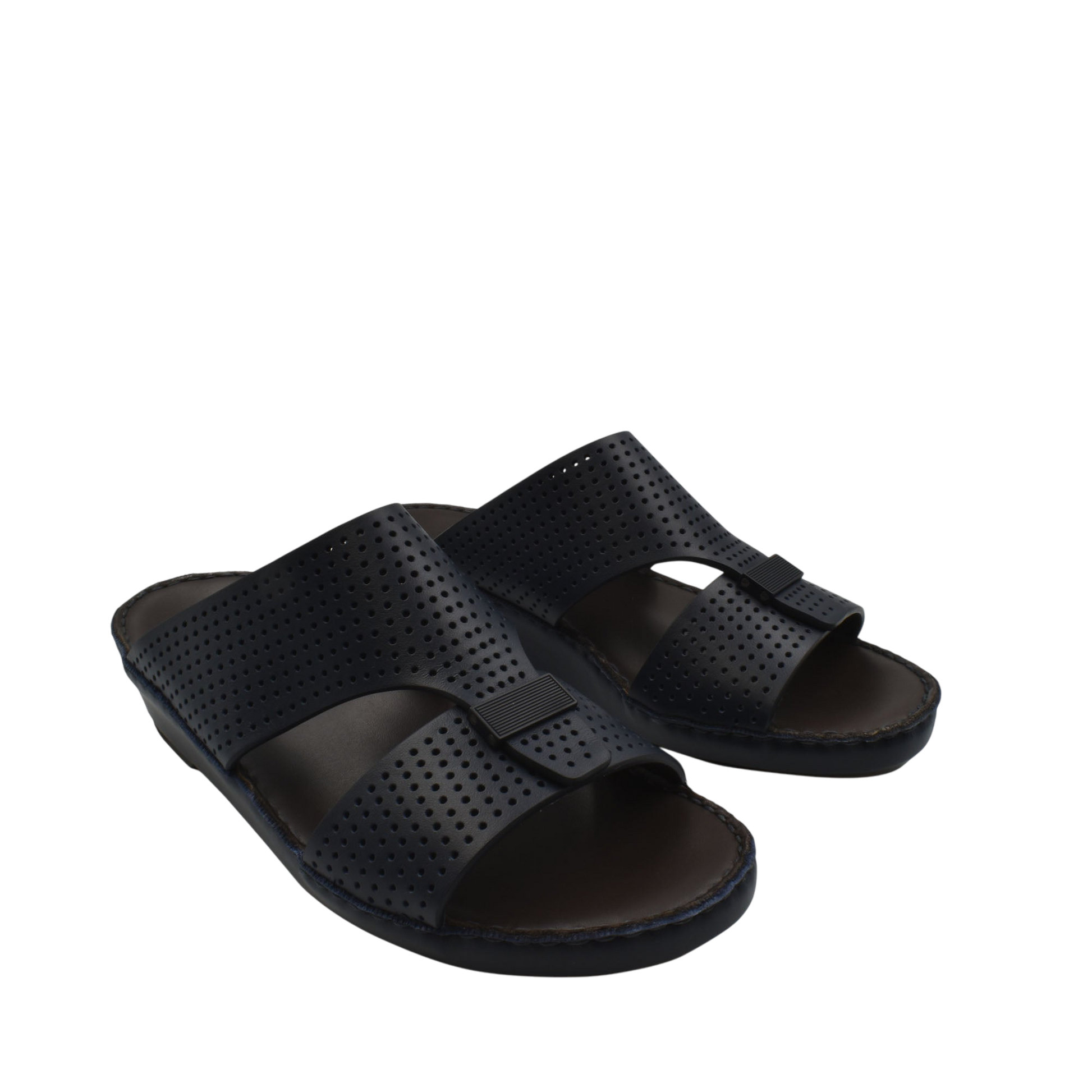 Black perforated Cerchio Gomato sandals with double straps and cushioned sole for comfort