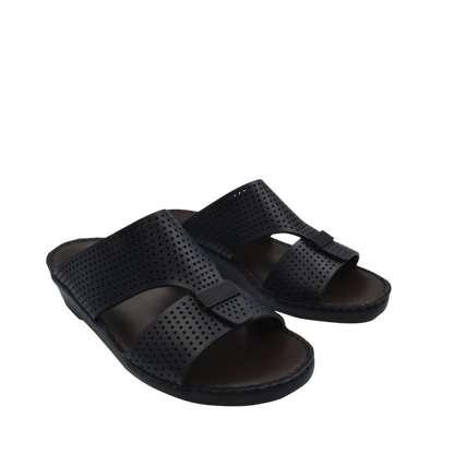 Black perforated Cerchio Gomato sandals with double straps and cushioned sole for comfort
