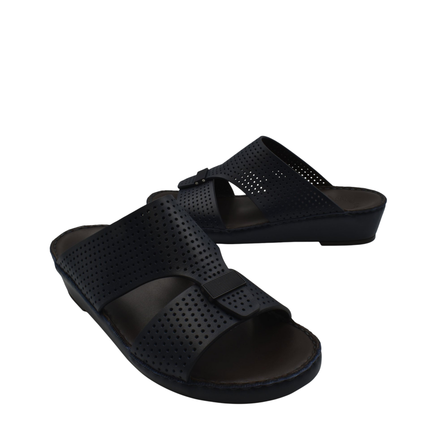 Black Cerchio Gomato sandals with perforated straps and comfortable wedge sole for casual wear