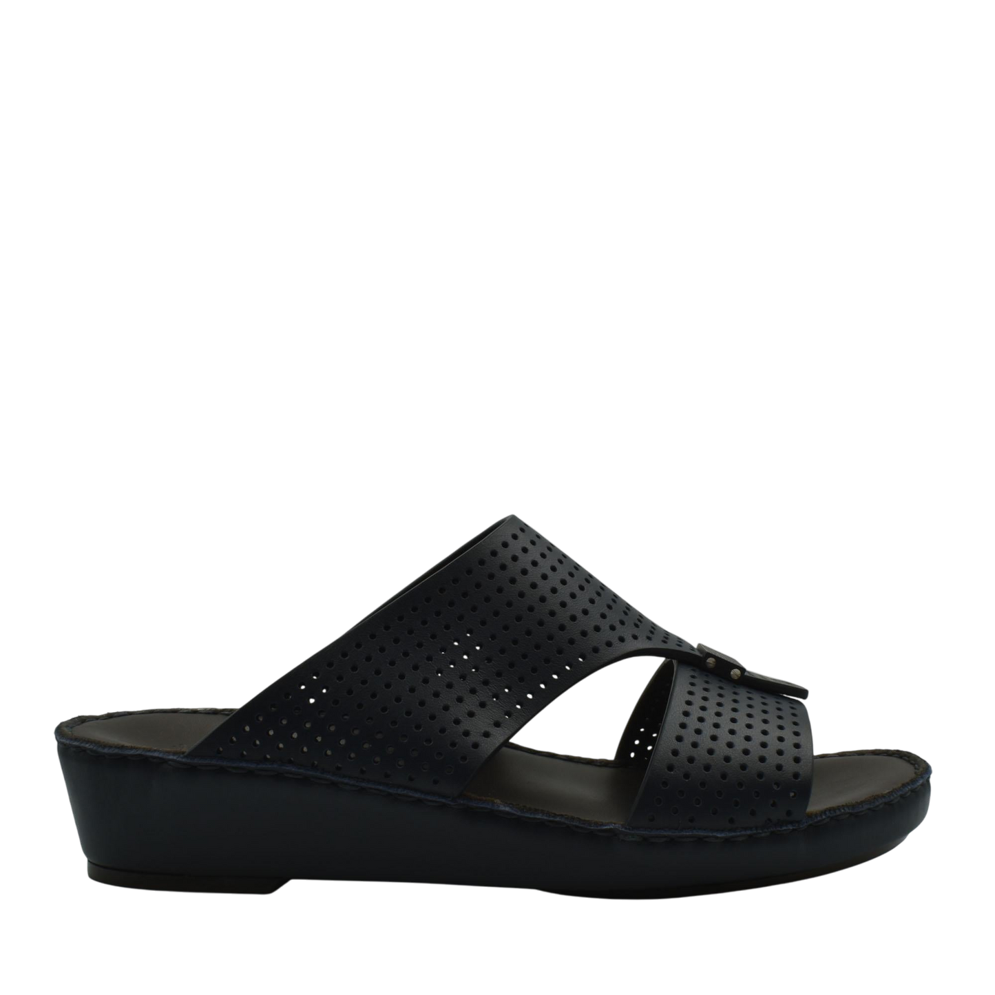 Black adjustable Cerchio Gomato sandals with perforated straps and wedge sole for comfortable wear