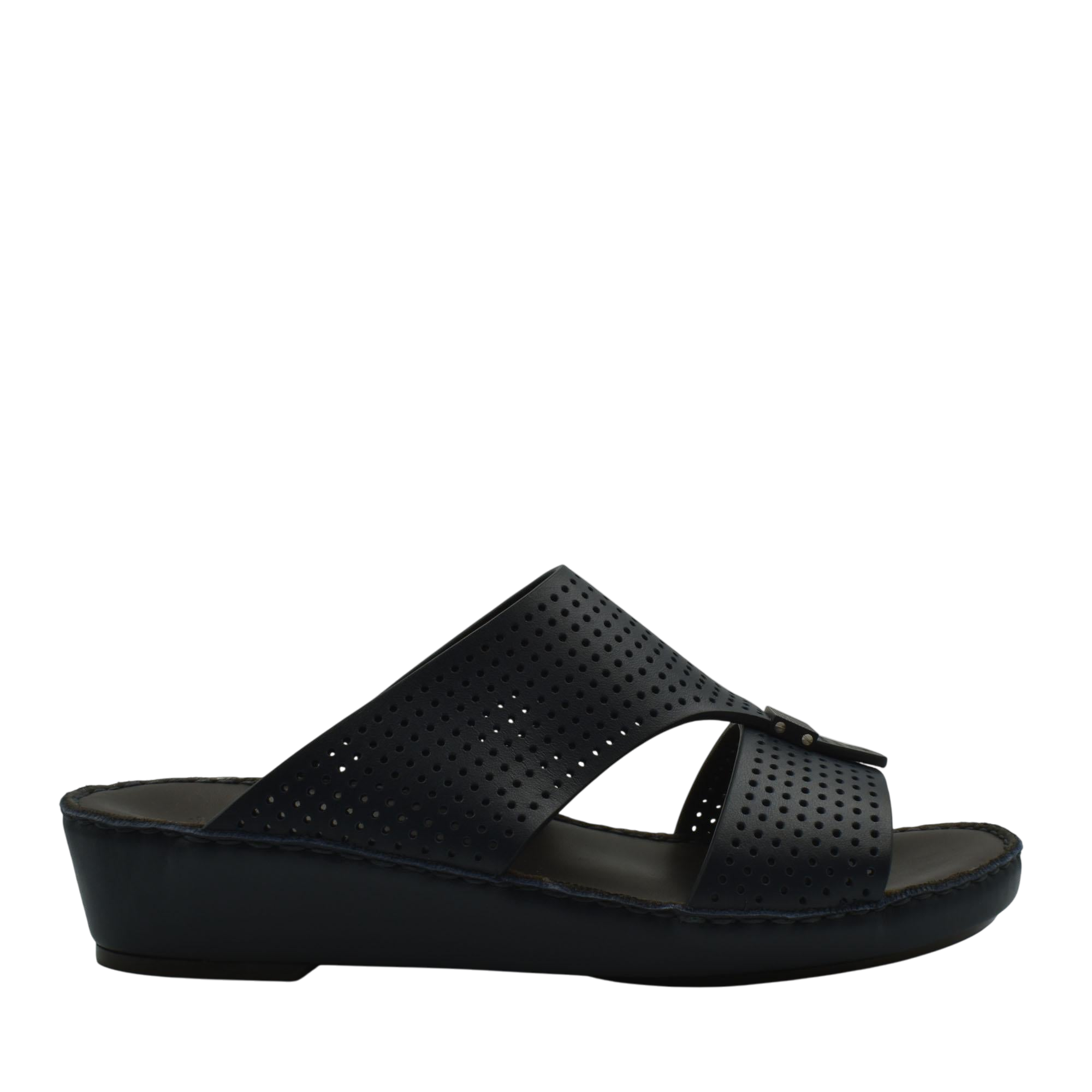 Black adjustable Cerchio Gomato sandals with perforated straps and wedge sole for comfortable wear