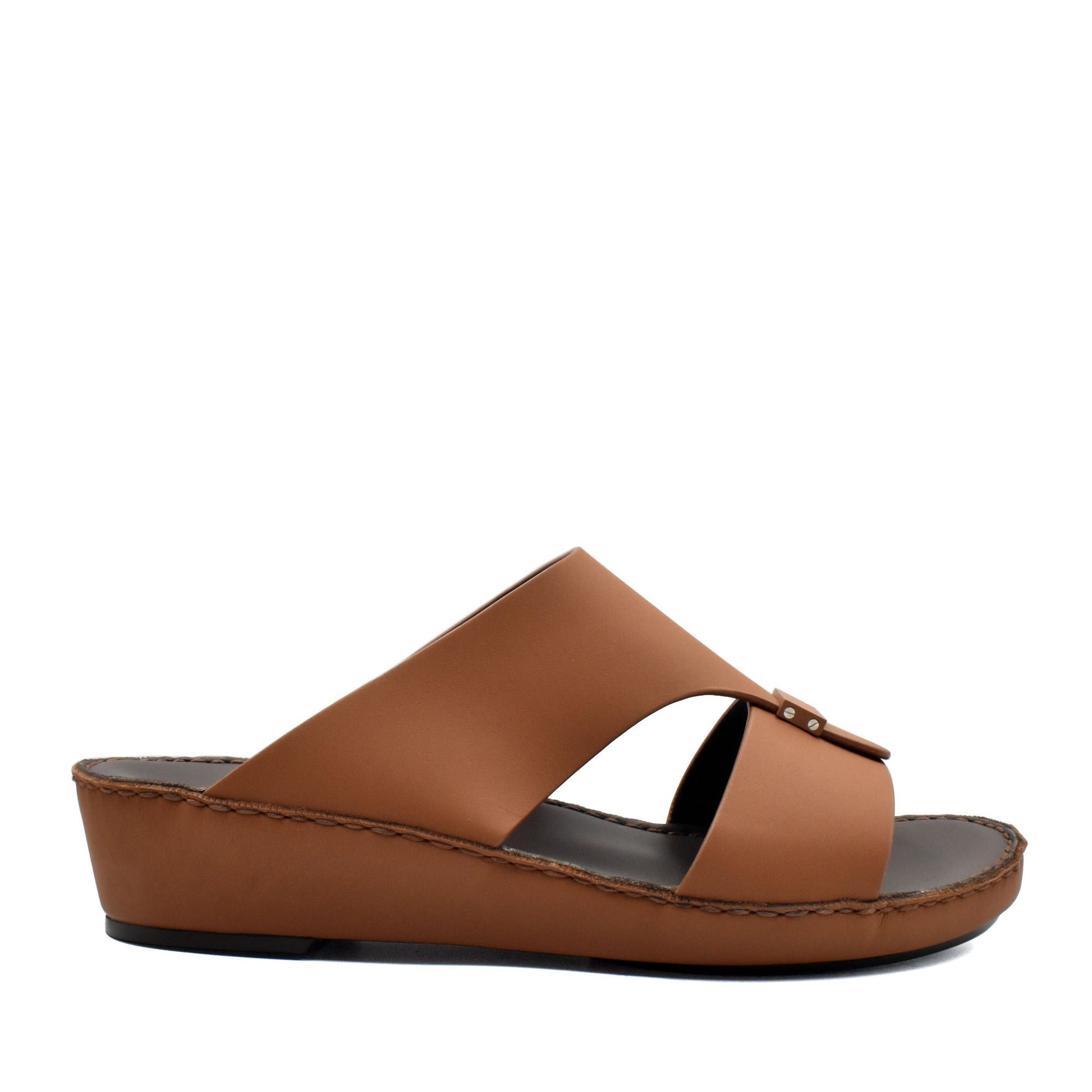 Brown leather Cerchio Gomato sandals with wedge heel and open toe design from Private collection