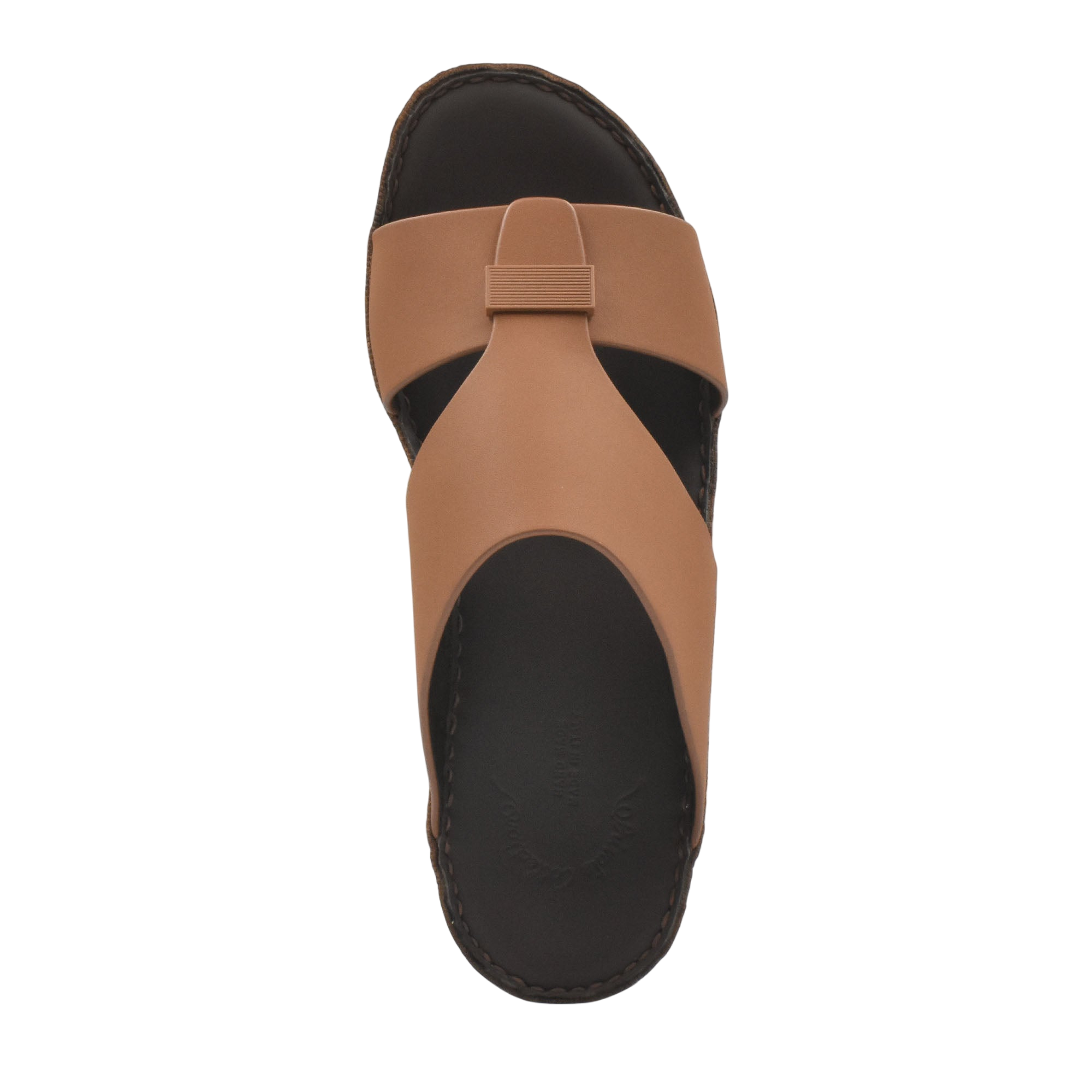 Top view of brown Cerchio Gomato sandals with black sole from Private collection