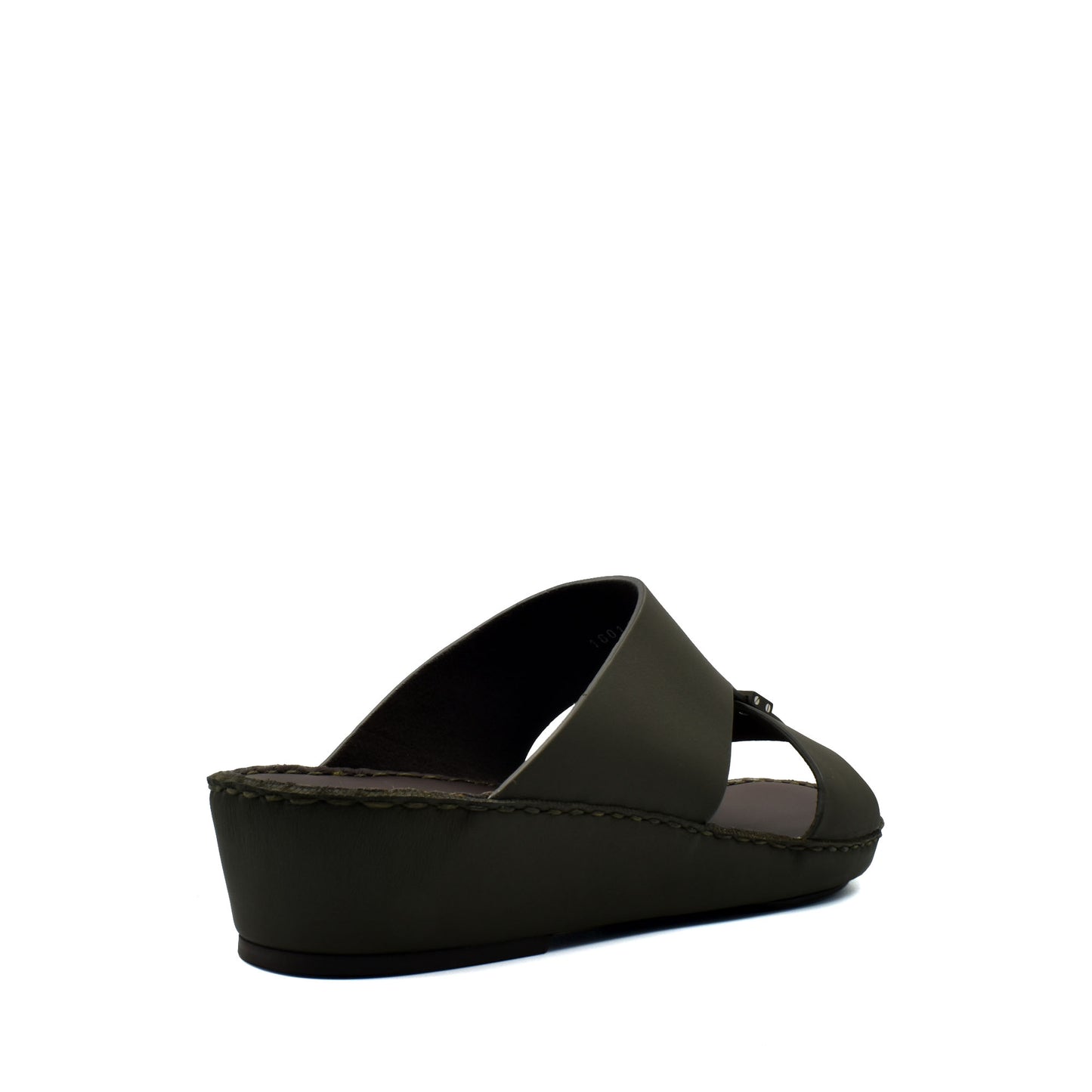 Side view of dark brown Cerchio Gomato sandals with wedge sole and open toe design