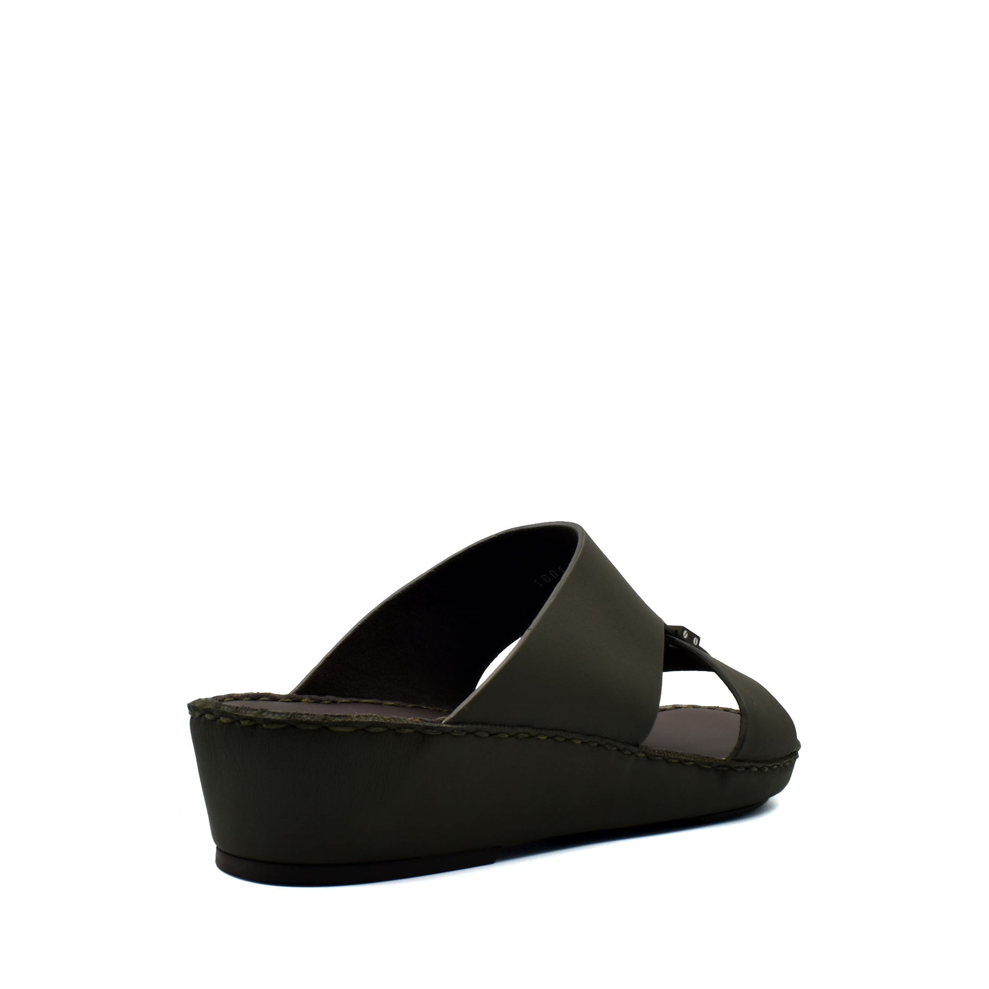 Side view of dark brown Cerchio Gomato sandals with wedge sole and open toe design