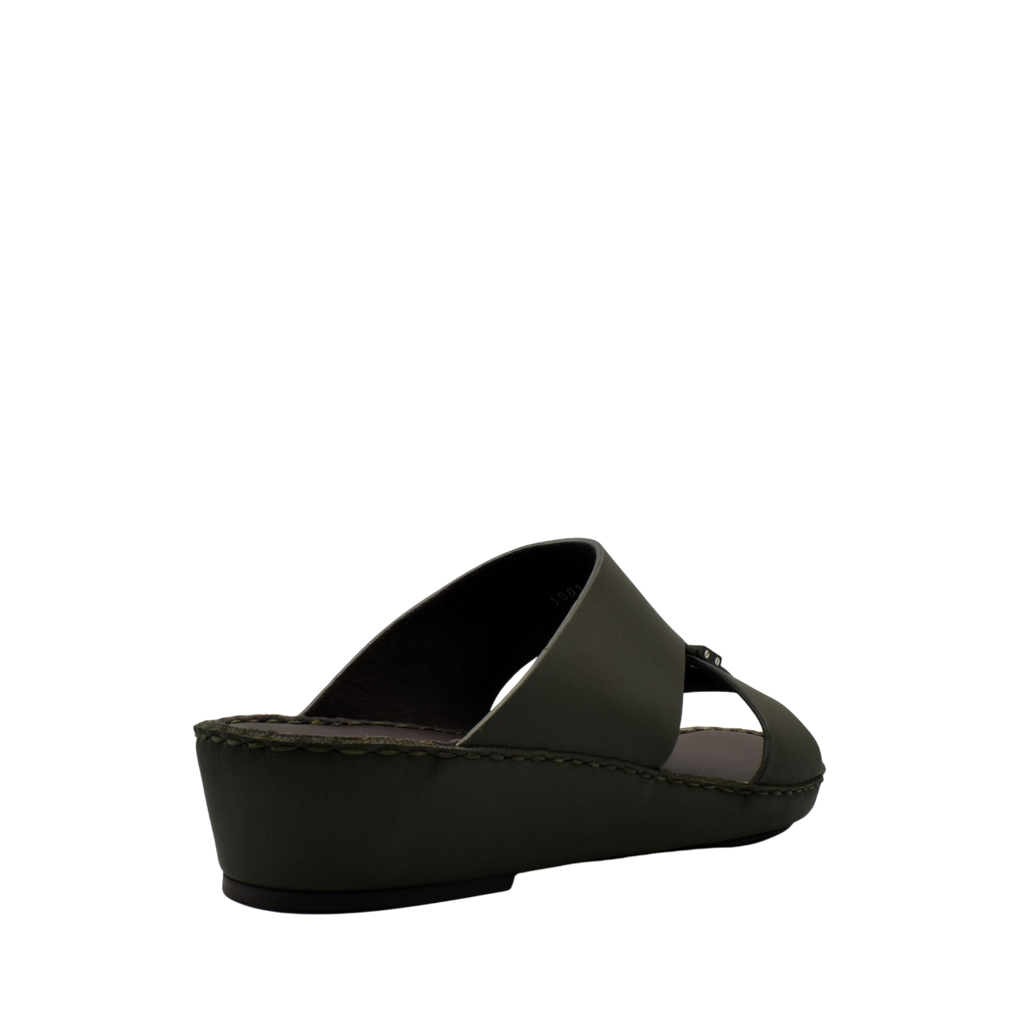 Side view of dark brown Cerchio Gomato sandals with wedge sole and open toe design