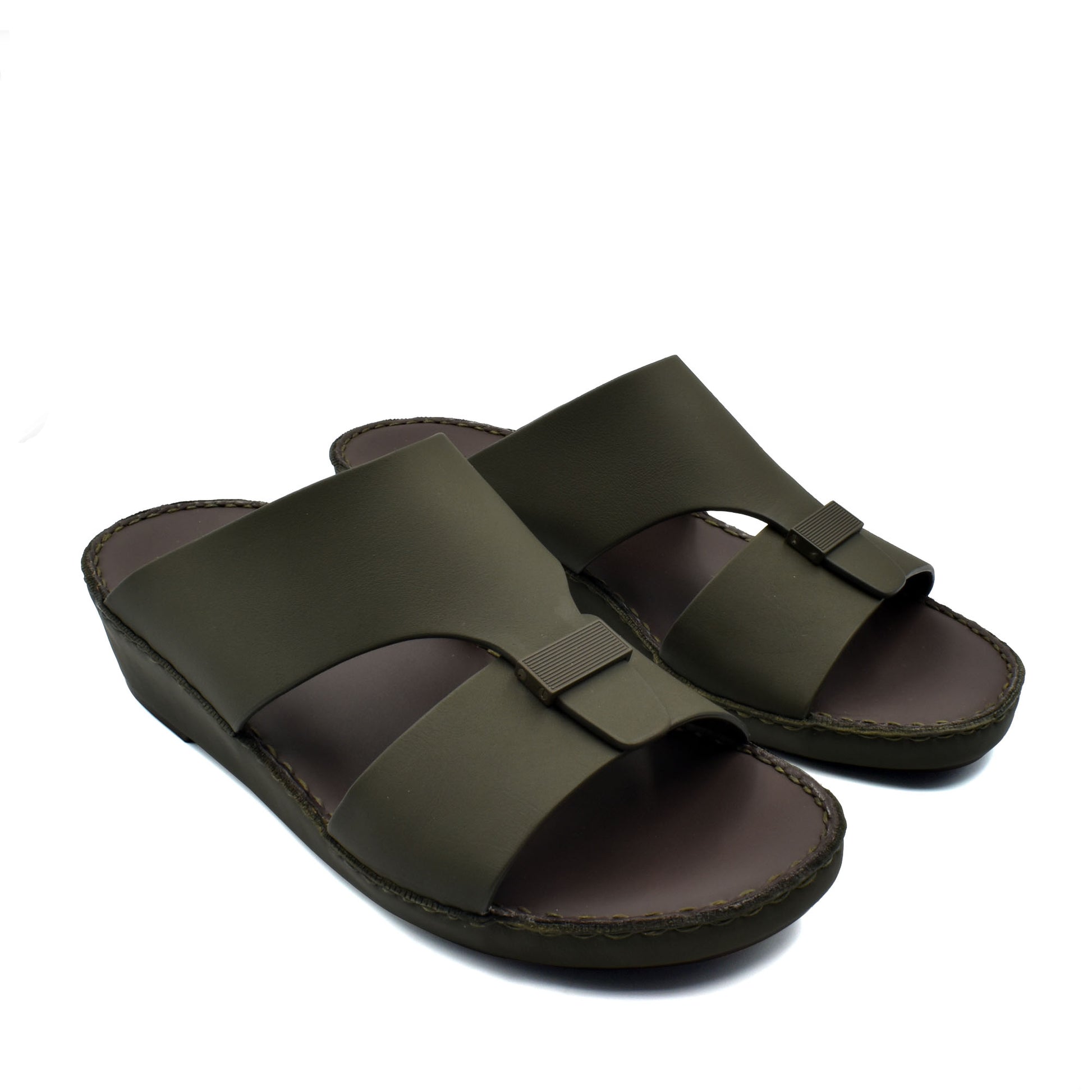 Olive green Cerchio Gomato sandals with wide straps and cushioned soles for comfortable wear