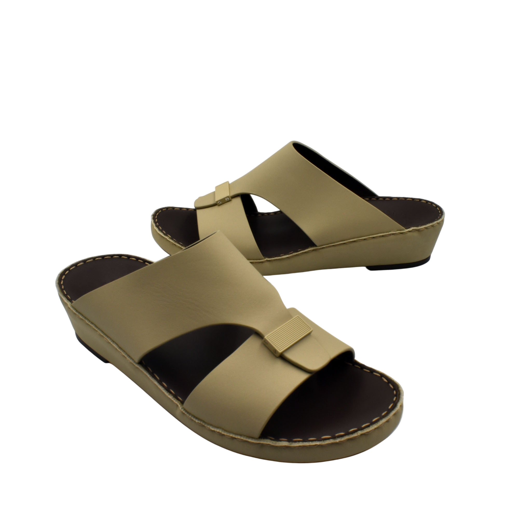 Beige Cerchio Gomato sandals with cross straps and cushioned sole from Private collection