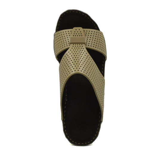 Beige Cerchio Gomato sandals with perforated design and black sole from Private collection