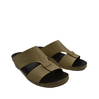 Private collection Cerchio Gomato sandals in olive green with perforated design and open toe