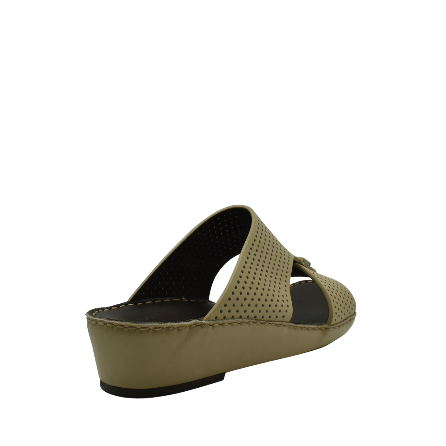 Beige Cerchio Gomato sandals with perforated design and wedge sole for comfortable wear