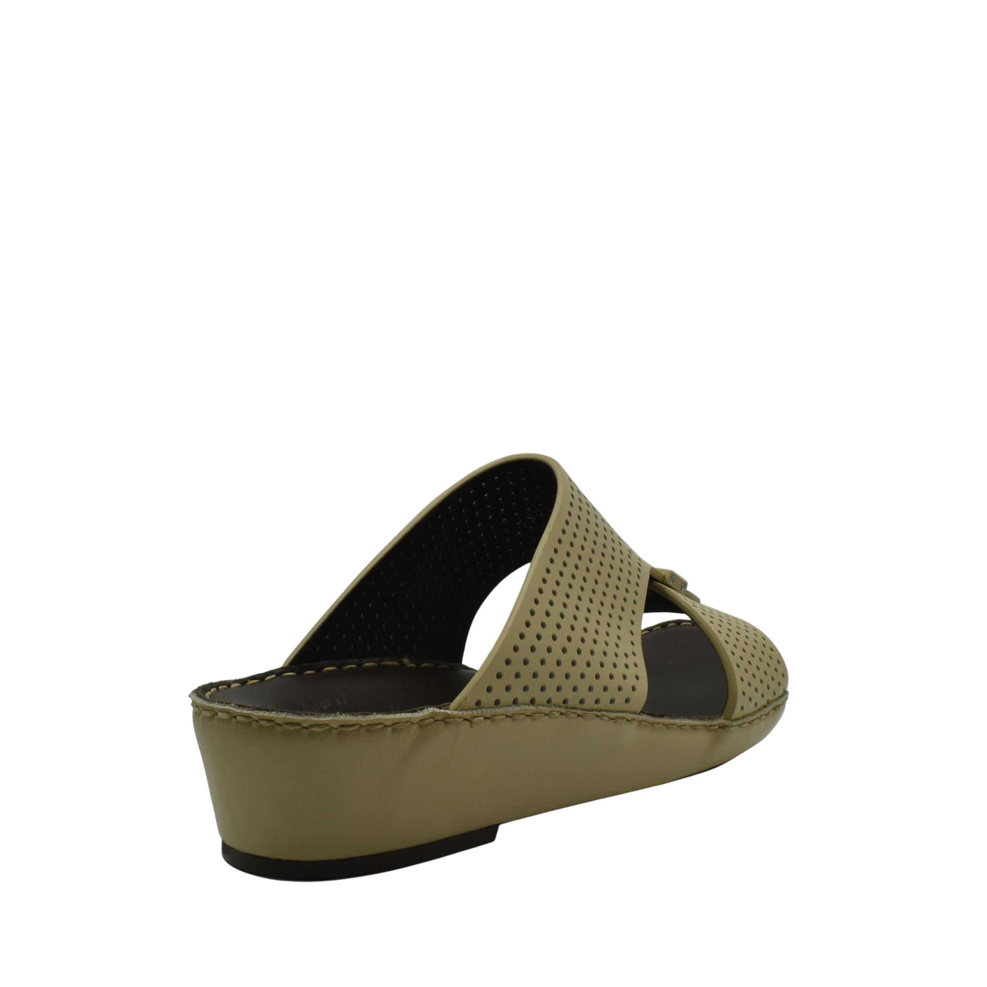 Beige Cerchio Gomato sandals with perforated design and wedge sole for comfortable wear