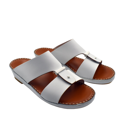 Private Collection Cinghia Sacoche sandals in white with brown footbed and stitched detailing