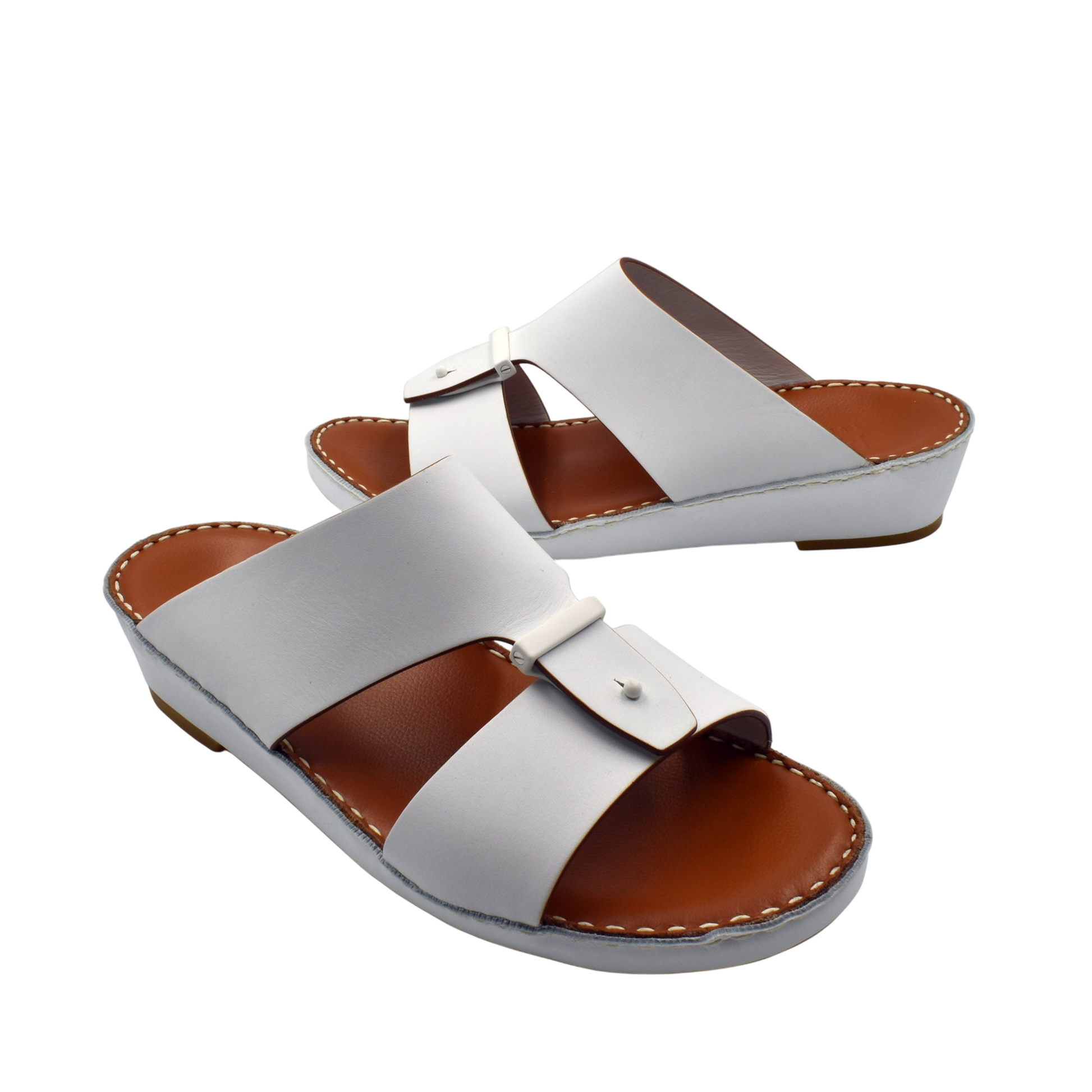 White Cinghia Sacoche sandals with brown footbed and adjustable strap from Private Collection