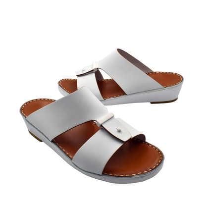 White Cinghia Sacoche sandals with brown footbed and adjustable strap from Private Collection