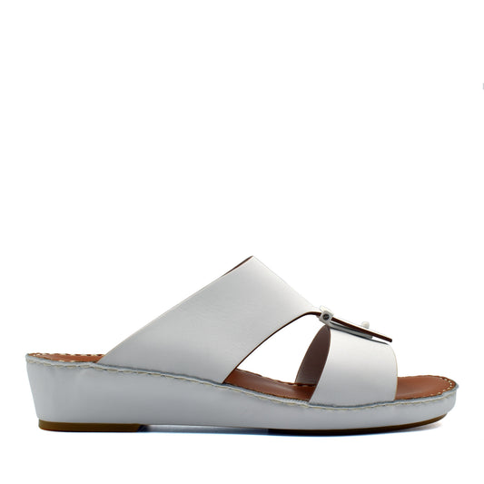 White Cinghia Sacoche sandals with cushioned sole and adjustable buckle from Private Collection