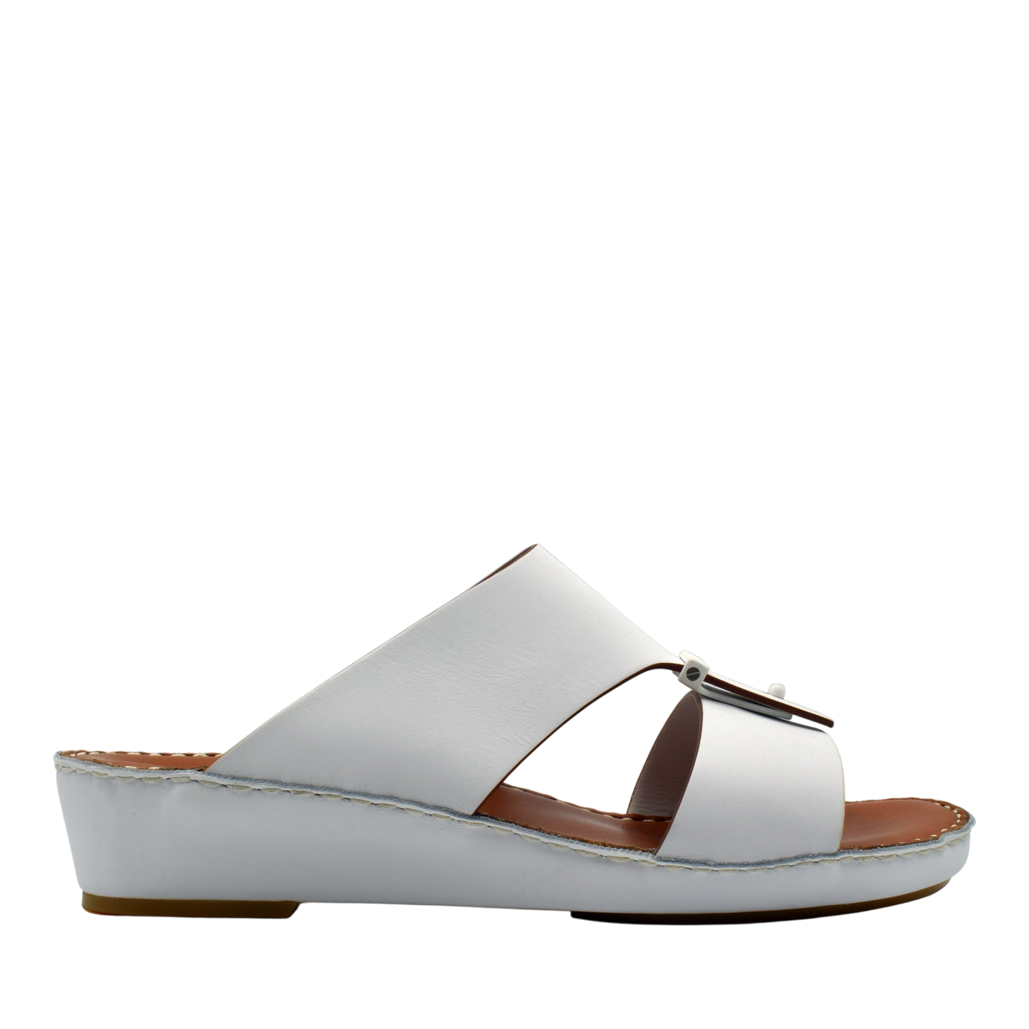White Cinghia Sacoche sandals with cushioned sole and adjustable buckle from Private Collection