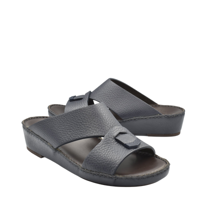 Private Collection grey luxury leather sandals with wide straps and comfortable cushioned footbed