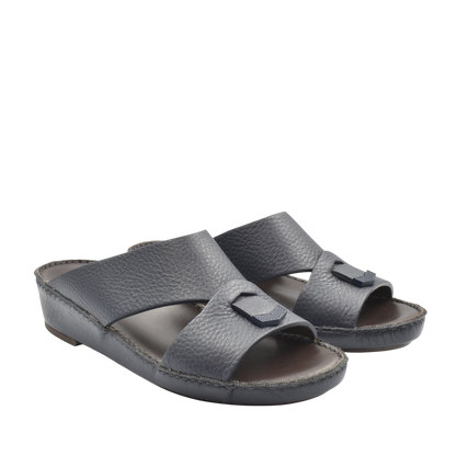 Black luxury leather sandals with open toe and cushioned sole from Private Collection
