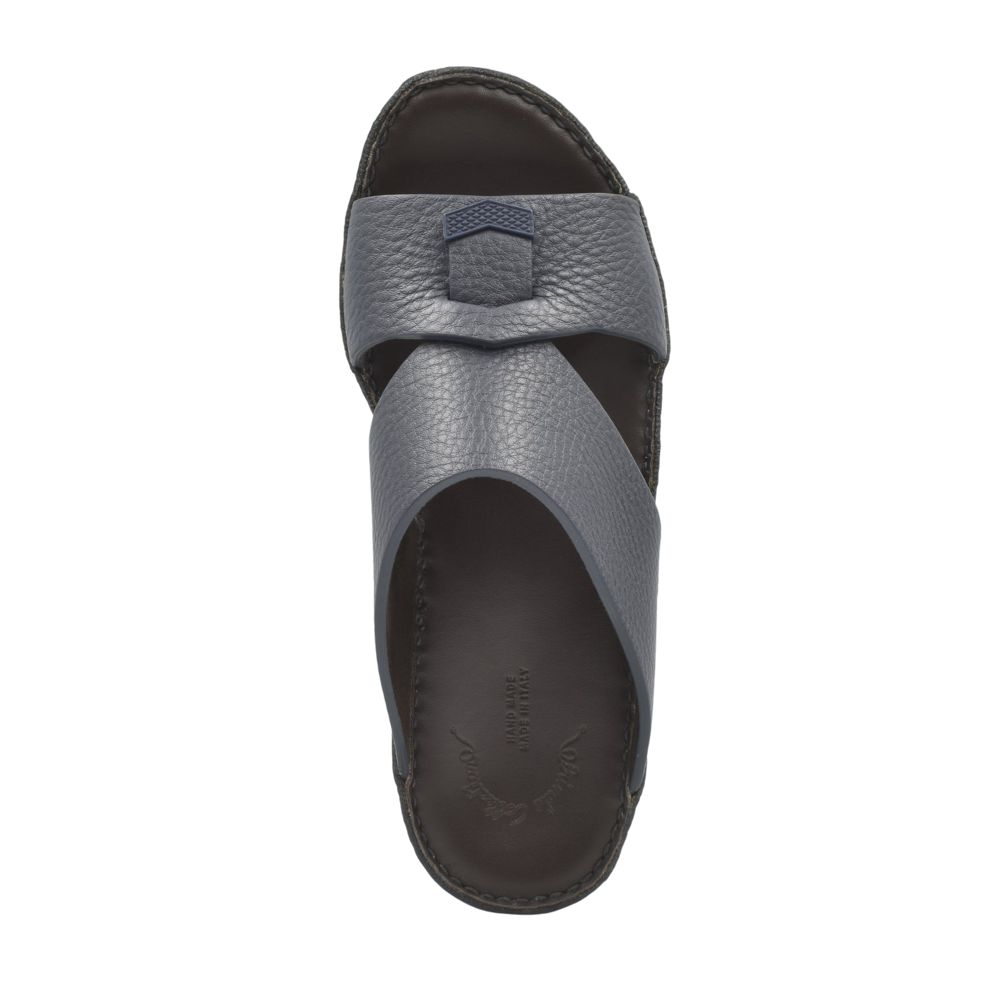 Private Collection luxury leather sandals in gray with textured straps and cushioned sole