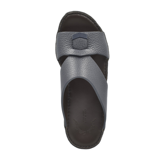 Private Collection luxury leather sandals in gray with textured straps and cushioned sole