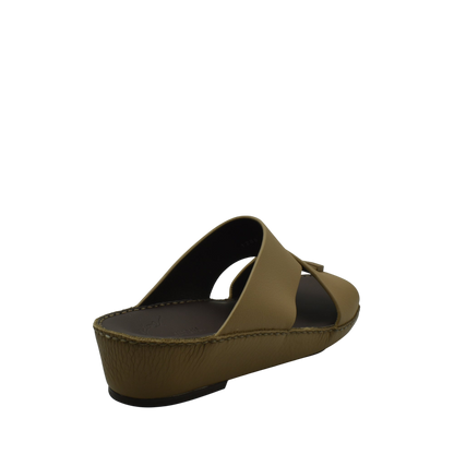Private Collection brown luxury leather sandals with wide straps and cushioned sole